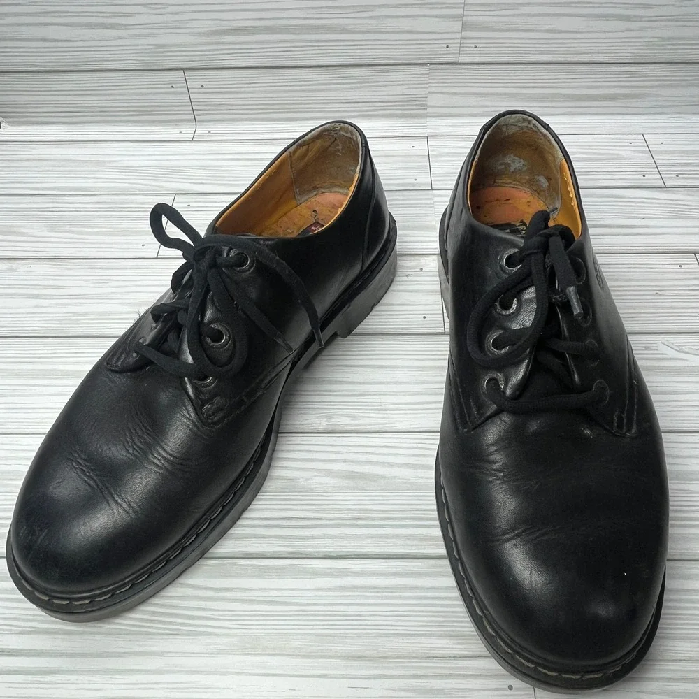 Levis Mens Vintage Black Leather Oxford Shoes Y2K Grunge Lug Sole Dress‎ Shoes